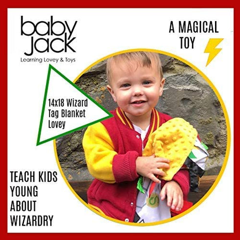 Baby Jack & Co 14x18” Wizard Lovey Tag Toys for Babies, Soft & Safe, BPA Free with Stroller Clip