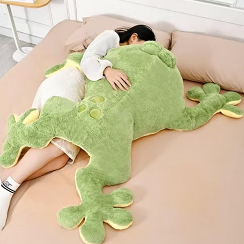 Huniupore Large Frog Stuffed Animal Green Frog Plush Toy Frog Plushies Hugging Pillow