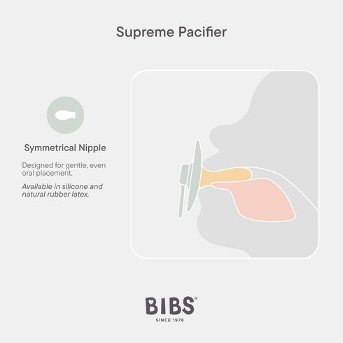 2-Pack Dummy Symmetrical 2 (6-18 BIBS Supreme Baby Pacifier | Made in Denmark | BPA Free Soother, Nipple. Silicone