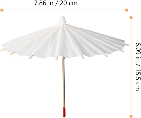 Parasol Mini Umbrella Doll Umbrella, White Blank Paper Parasol Diy Craft Umbrella Drink Umbrellas Cocktail Picks Decorations Dollhouse Cute Tiny Umbrella Mini Parasol 5pcs