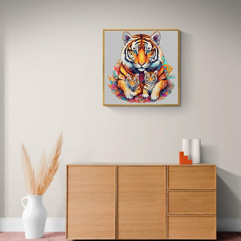 Wooden Puzzles for Adults, Tiger Family (L-270pcs) Unique Shaped Animal Wood Puzzles for Kids
