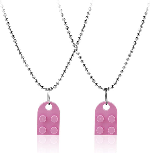 Caiyao Multicolor Heart Peach Puzzle Couple Necklace Bricks Puzzle Assembled Pendant Necklace Love Heart Matching Block