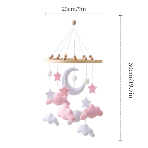 GOODMOM Cloud Mobile for Crib - A Handmade Gender Neutral Cloud Crib Mobile with Moon and Stars Boho Nursery Decor