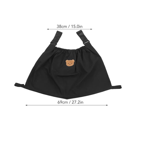 Universal Stroller Organizer, Reusable Bear Pattern Waterproof Nylon Carry All Parent Organizer for Mobile Phone (Black)