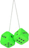 Fuzzy Plush Dice for Car Mirror, 1 Pair of 3” Green Dice with Black Dots for Car Decoration