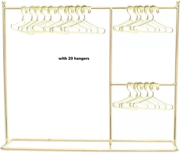 Eledoll 1:6 Dollhouse Furniture Clothes Hanger, Golden Metal Stand Wardrobe with 20 Hangers for 12" Fashion Doll