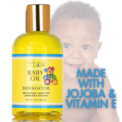 Lather Green 4 oz Gentle Embrace Baby Oil - Hydrating & Soothing for Sensitive Skin