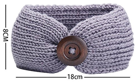 QandSweet Baby Girl Knitting Turban Head Wrap Headbands with Button Hairbands