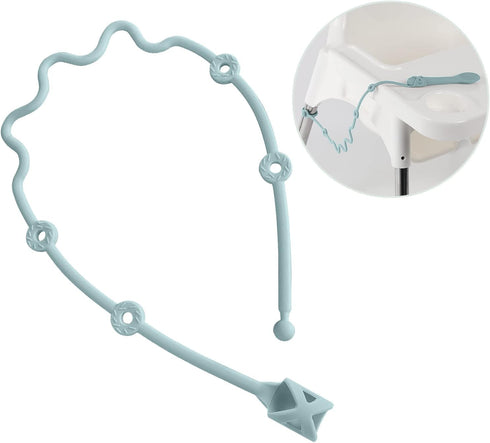 Toddler Utensils Holder Strap Baby Feeding Supplies-Gelinor Feeding Aid for Keep Spoon Close at Hand and Off The Ground(Blue)-No Spoon