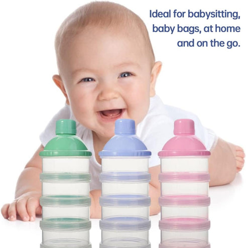 CurcKua 4 Layers Milk Powder Box Baby Formula Dispenser Detachable Baby Snack Box Container Blue