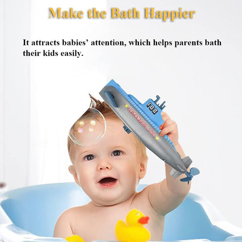 Wind-Up Submarine Bath Toy Clockwork Powered Diving Sub, No-Battery Windup Pool & Tub Toy, Safe BPA-Free STEM Gift