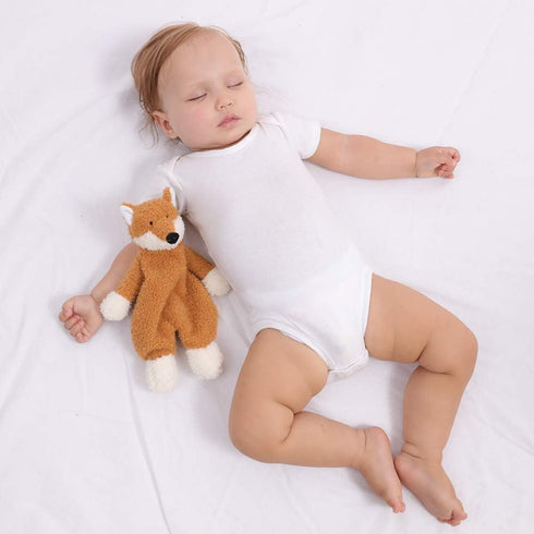 Apricot Lamb Stuffed Animals Security Blanket, Yellow Fox Infant Nursery Character Blanket, Luxury Snuggler Plush