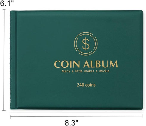 MUDOR Coin Collection Holder Album for Collectors - 240 Pockets Coin Collection Book, Office Supplies