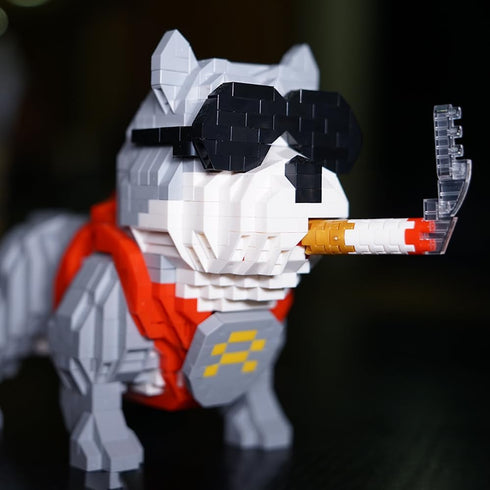 Myweyde Sets 998Pcs) Pitbull Building Blocks, Cool Gray Dog Micro Building Blocks, Mini Bricks Building Dog, Mini Dog