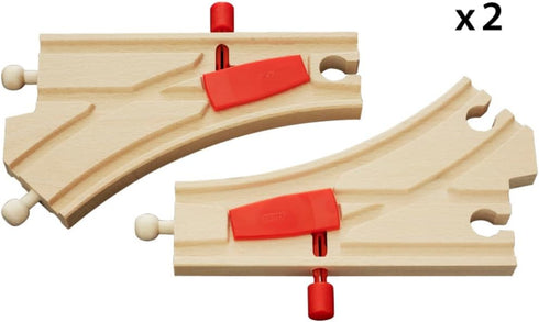 33344 2-Piece Set 3 BRIO World - Mechanical Switches | Interactive Wooden Train Tracks | Enhances Motor Skills |