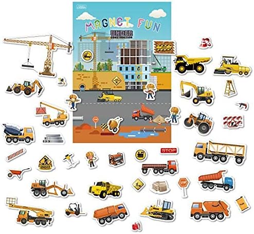 Magnetic Portable Playboard with 44 Pcs Construction Site Engineering Vehicles