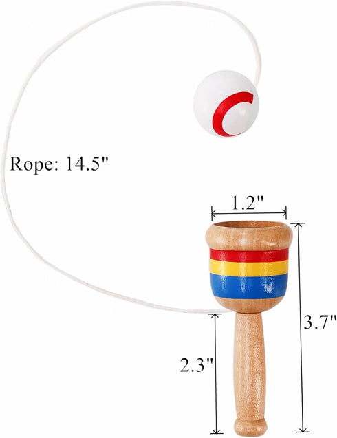 12 Pcs Wooden Catch Ball Game, Mini Wood Ball Catching with String Cup, Vintage Fun Party Game for Lawn Camping