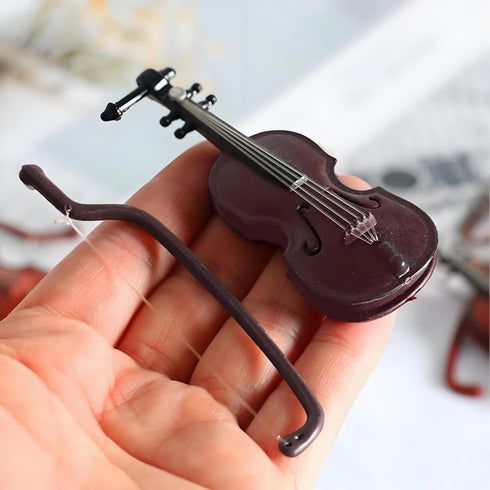 Miniature Violin, Tiny Violin Mini Musical Instrument, Miniature Model Dollhouse, Furniture Crafts Ornament