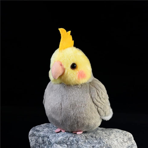 Nohito Realistic Grey Cockatiel Parrot Plush Toy, Simulation Fake Bird Cockatoo Stuffed Animal 4.9'' (Grey, M)