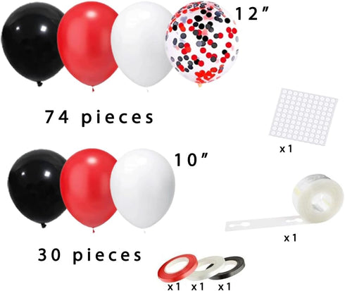 Red Black White Balloon Garland Arch Kit for Birthday Wedding Graduation Party Decorations