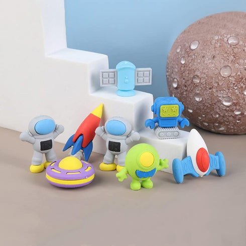 16 PCS Outer Space Puzzle Erasers, 3D Space Pencil Erasers, Perfect for Party Favors, Classroom Prizes