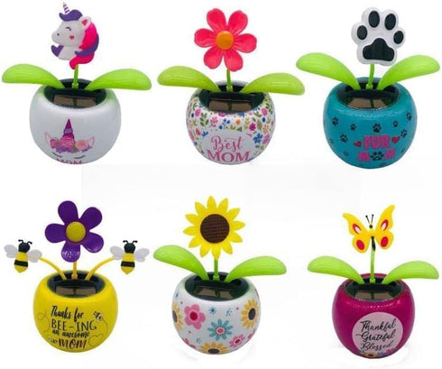2Pcs Purple Solar Power Flip Flap Flower, Eco-Friendly Bobblehead Solar Dancing Flowers for Car Decoration