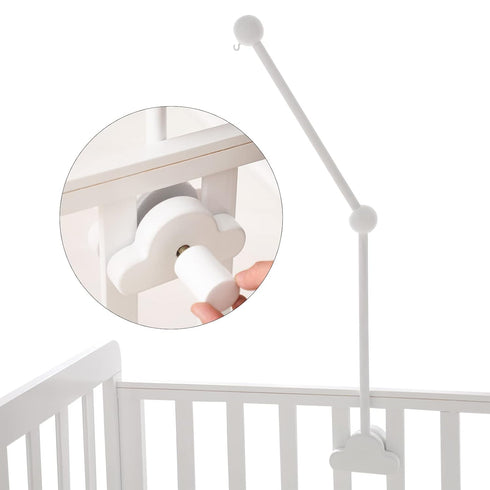 OESSUF Baby Crib Mobile Arm, 24 Inch Wood Hanger, White Cloud Design,