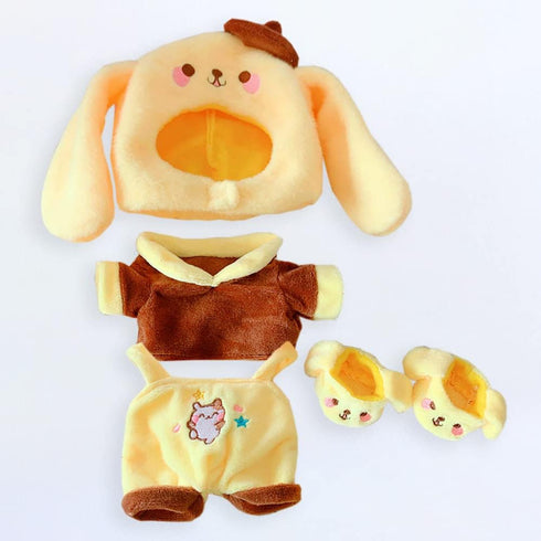 niannyyhouse Yellow Dog Suit Doll Dressup, Hat, Jacket, Overalls, Shoes for 7.8in/20cm Plush Dolls