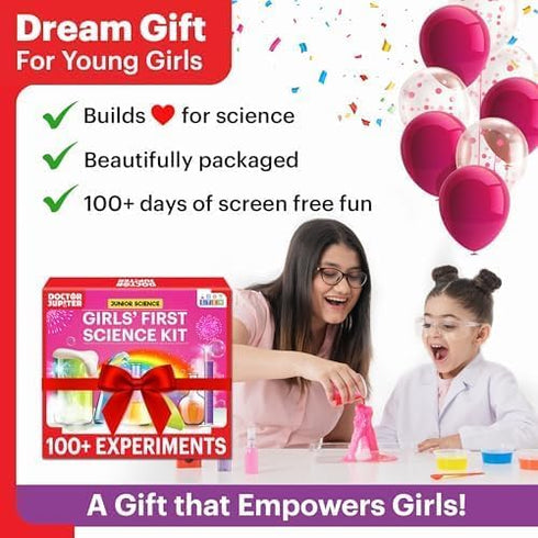 Doctor Jupiter Girls First Science Experiment Kit for Kids Ages 4-8, Birthday Gift Ideas for STEM Learning &