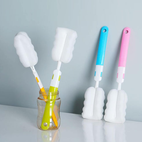 Set 4 (4 4 Bottle Brush Sponge Cup Brush with Replacement Brush Head Portable Long Handle Water Bottle Cleaner Brush
