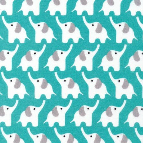Organic Fitted Crib Sheet - Turquoise Elephants - Flannel