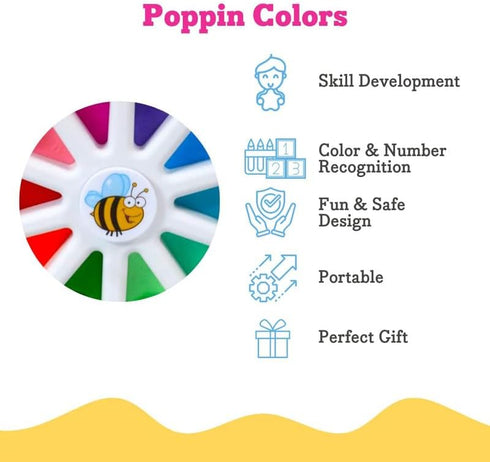 Poppin Colors - Kids Spinning Toy, Push and Pop Dimple Toy, Educational Toy for Ages Over 15 Months