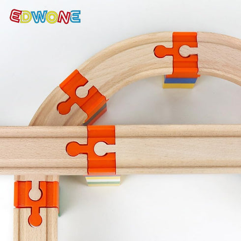 32 Pack 3+ Wooden Train Track Accessories, pcs Wooden Track Connector, Compatible with All Major Brands Train Track