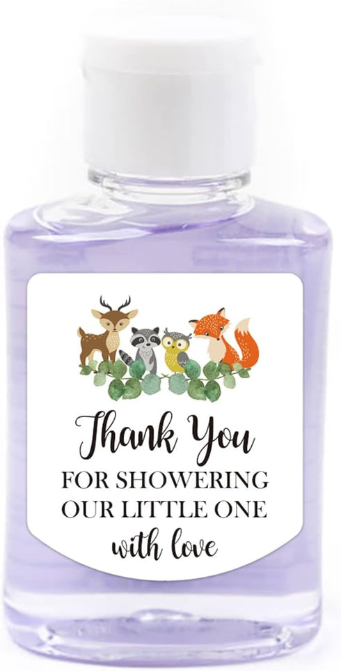 EKSPLODI 1.26 inch 1.39 inch Hand Sanitizer Labels Thank You for Showering Our Little One with Love Stickers, Baby