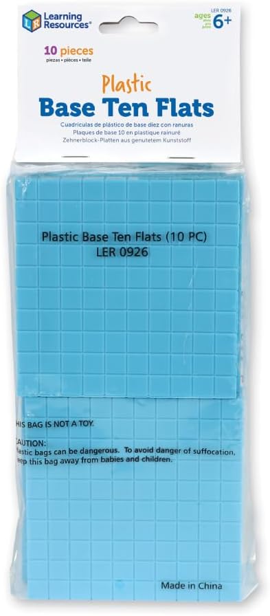 Learning Resources Plastic Base Ten Flats, 10 Piece Set