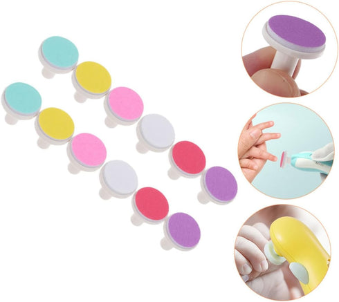 Trimmer 12-Piece Electric Nail Pads for Infants Grinding Heads Safe Nail Care Tool Accessory for Newborns Easy to Use