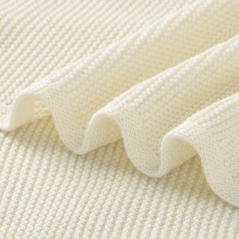 Baby Blanket Boy Girl, Cotton Knitted Soft Swaddling Receiving Blanket, 30 x 40 Inch for Newborns