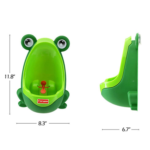 Cute Frog Potty Training Urinal for Boys, Blackish Green with Funny Aiming Target.