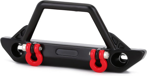 INJORA RC Front Bumper, 1/24 Metal Bumper with Lights for SCX24 Wrangler Gladiator