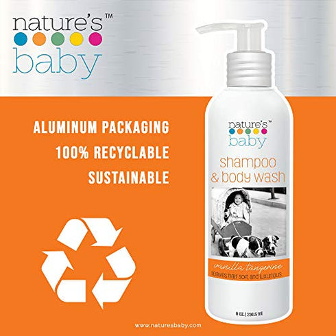 Nature's Baby Shampoo, Face & Body Wash 8 oz, Problem and Sensitive Skin, Vanilla Tangerine