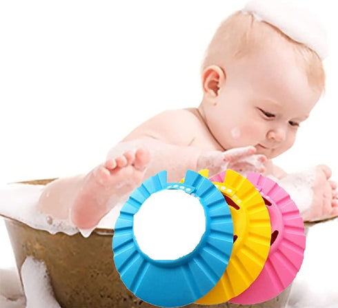 Baby Safe Shampoo Shower Cap Hat - Soft Bathing Protection Wash Hair Shield for Kids (Pink)