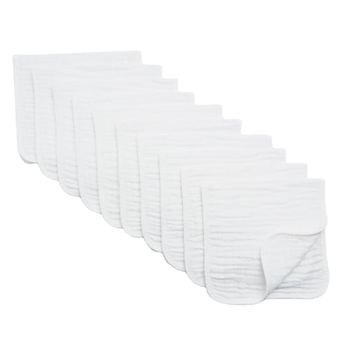Synrroe Large Muslin Burp Cloths for Baby Girls and Boys, Pack of 10 Extra Absorbent 100% Cotton