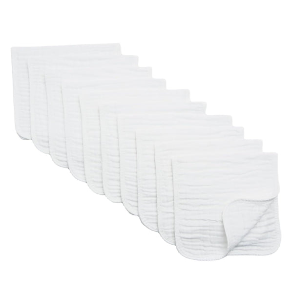 Synrroe Large Muslin Burp Cloths for Baby Girls and Boys, Pack of 10 Extra Absorbent 100% Cotton