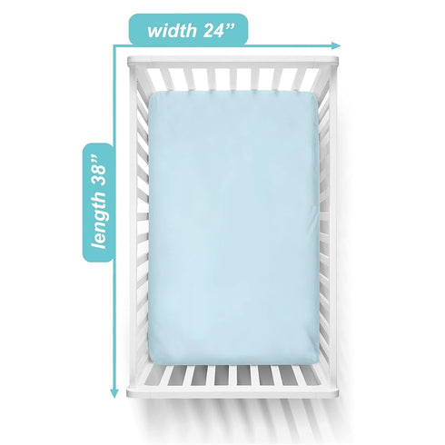 American Baby Company 2 Pack Fitted Mini Crib Sheets, 100% Natural Cotton 38" x 24", Soft & Breathable Blue