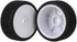 Mxfans White Plastic Smooth Flat Disc Wheel Rims + Striped Pattern Rubber Tires for RC 1:10 Racing Car (Set of 4)