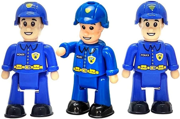 FUNERICA Toy Police Officer Set - 3 Pcs Detailed Little People Police Action Figures for Toddlers and Kids
