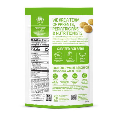 1 (Pack 8) Happy Baby Organic Creamies Freeze Dried Fruit, Veggie, & Coconut Cream Snacks, with Apple, Sweet Potato