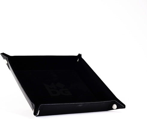 FanRoll by Metallic Dice Games Fold Up Velvet Dice Tray w/PU Leather Backing: Black, RPG Dice Accessories