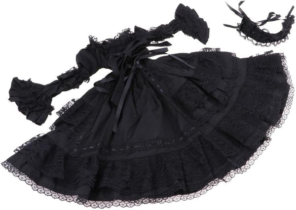 Fenteer 1/3 BJD SD Doll Outfits Lolita Dress Black Princess Dress for Night