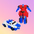 2-in-1 3+ Magnetic Robot Police Car & Fire Truck Transforming Toy - ABS Safe Magnetic Snap-On Action Figure for Kids